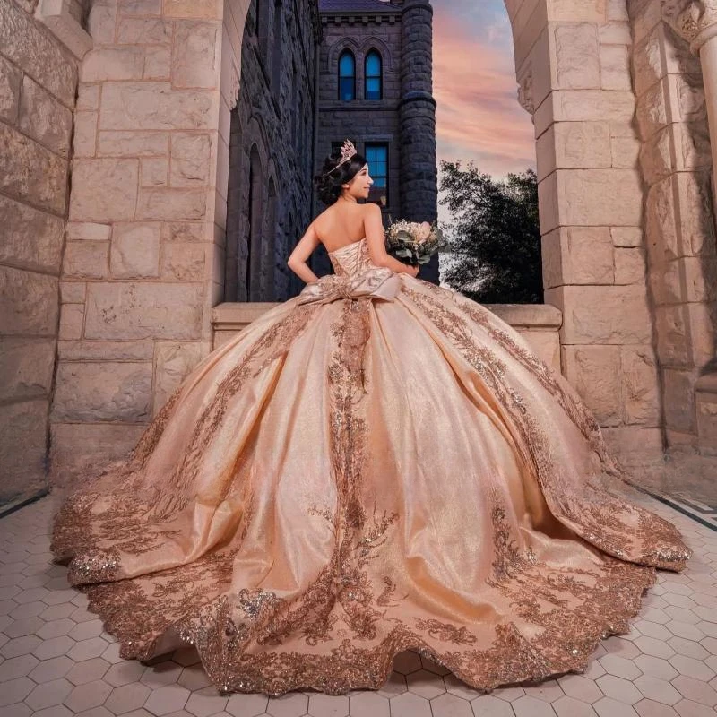 Роскошные Блестящие Розовые платья для Quinceanera, кружевные бальные платья с аппликацией сердечком, мексиканское платье Charro, платья 15 Quinceañera