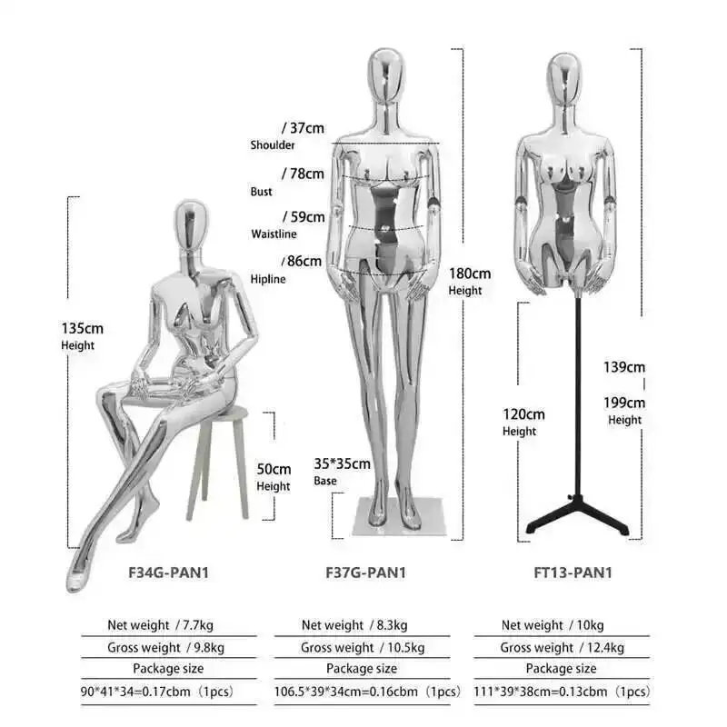 

for Full Body Electroplating Female Mannequin Props Women Clothing Store Window Display Stand Half Body Sitting Posture Model