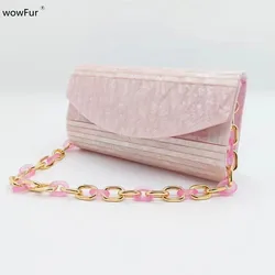 Nuova borsa a tracolla a righe elegante busta da sera da donna portafogli da ballo per feste borsa con pochette in acrilico rosa piegata di design alla moda