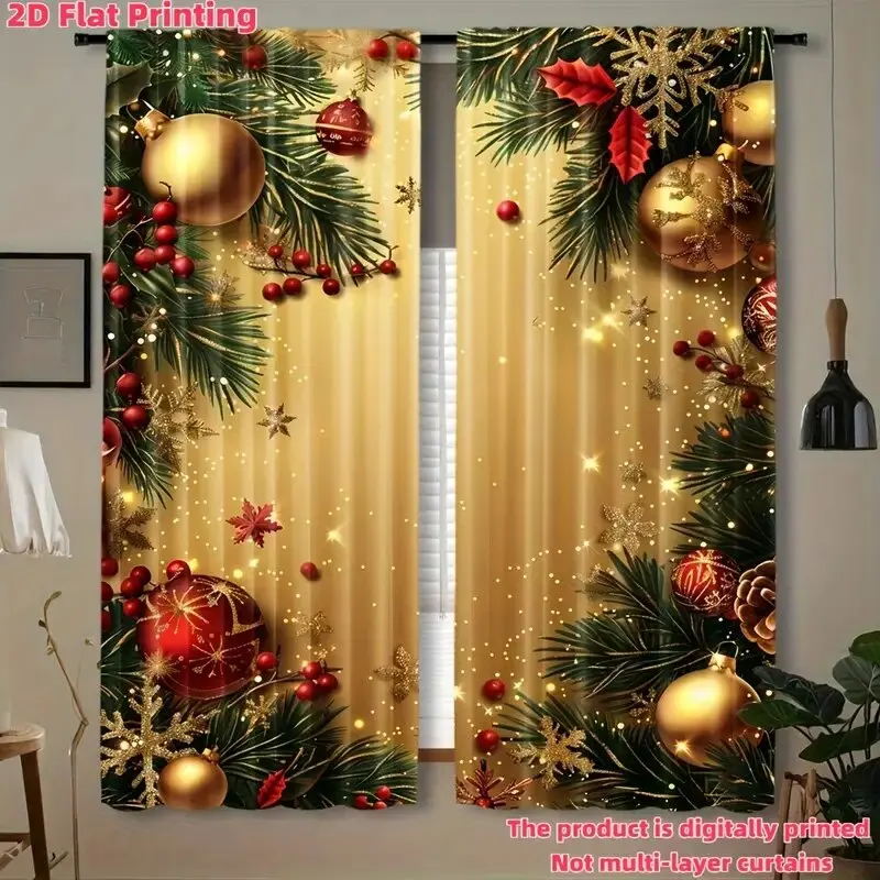 

2 Pcs Christmas costume print curtains,suitable for bedroom,living room kitchen decoration,home decoration,window decoration