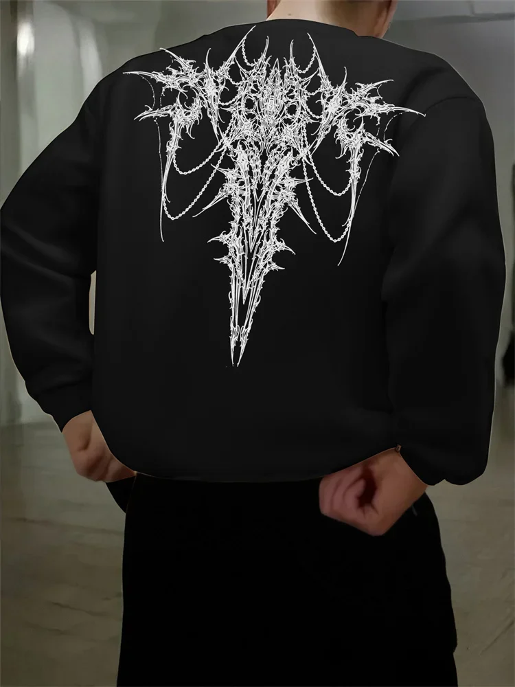 

Мужская толстовка с круглым вырезом и принтом в готическом темном стиле, уличный модный пуловер, свободный весенне-осенний топ с вращающимися рукавами M-5XL