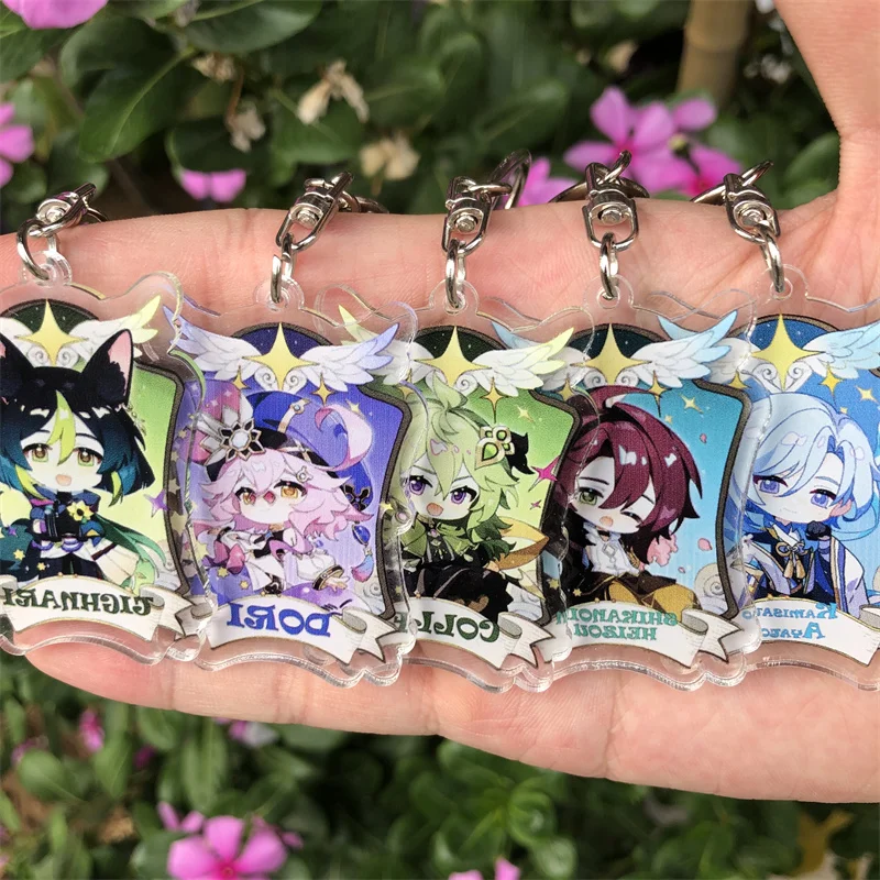 Anime Jogo Genshin Impact Keychain, Desenhos Animados Emblema Acessórios, Cosplay Adereços, Pingente Adereços, Collei, Kamisato Ayato, Arataki Itto