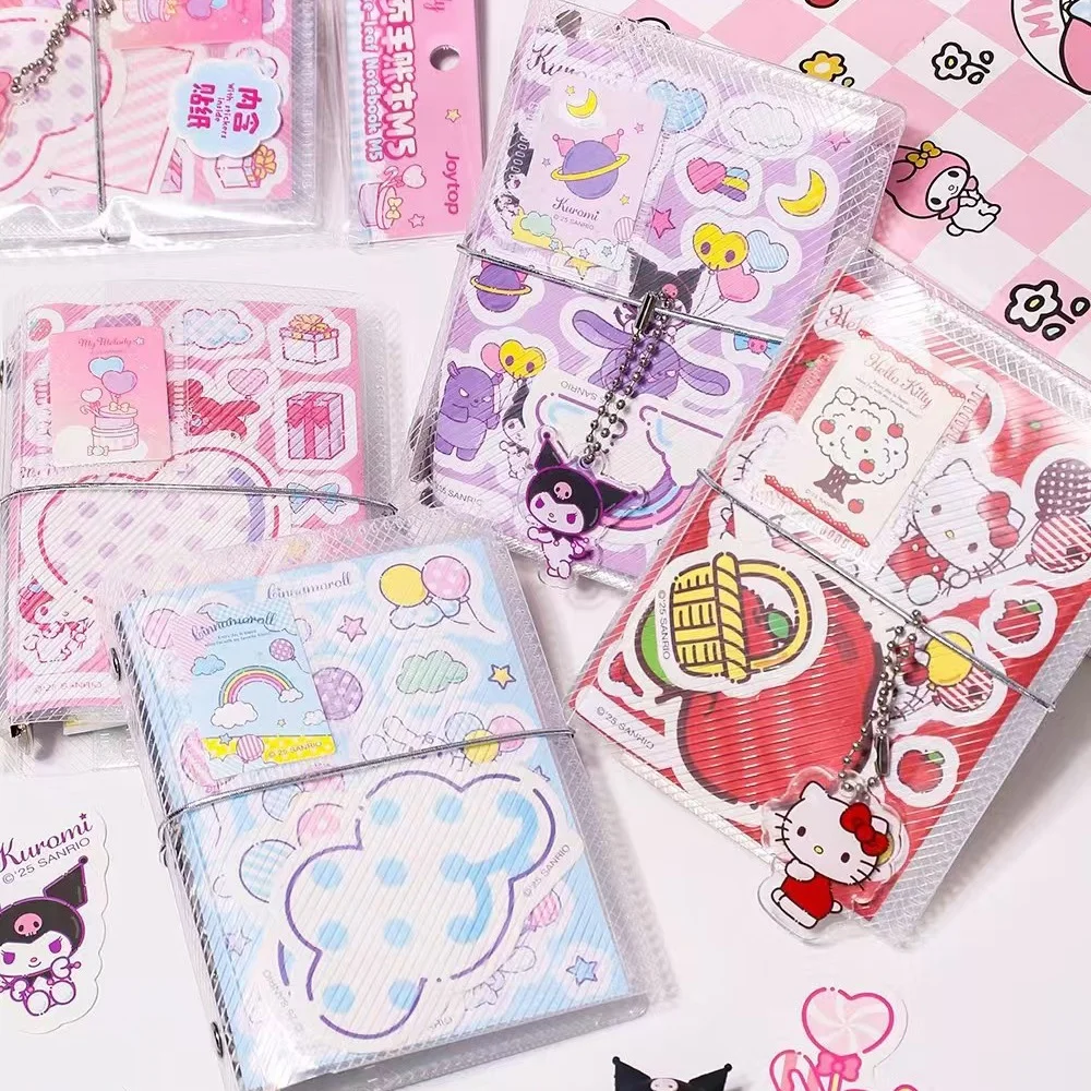 Cuaderno de Hojas Sueltas Sanrio Hello Kitty M5 Original, Kawaii Kuromi Melody, Cuaderno Portátil con Dibujos Animados, Incluye Pegatinas, Regalos para el Estudio