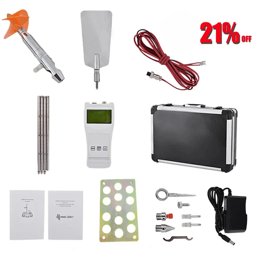 

LS1206B Liquid Flow Meter Range 0.05~8m/s Portable Velocity Meter Continuous Working 24 Hours Turning Propeller Diameter 60mm