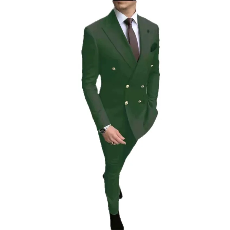 New Business Casual Men's Suit Set Groom and Best  Dress Two-piece Masculino  Men Clothing  Traje De Chaqueta Hombre 2 PCS