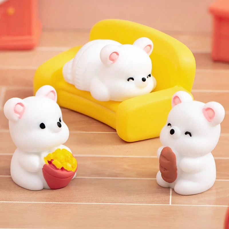 

Kawaii Cartoon Cute Animal Resin Small Ornaments Mini Animal Creative Bear Doll Toys DIY Home Decoration Accessories Crafts Gift