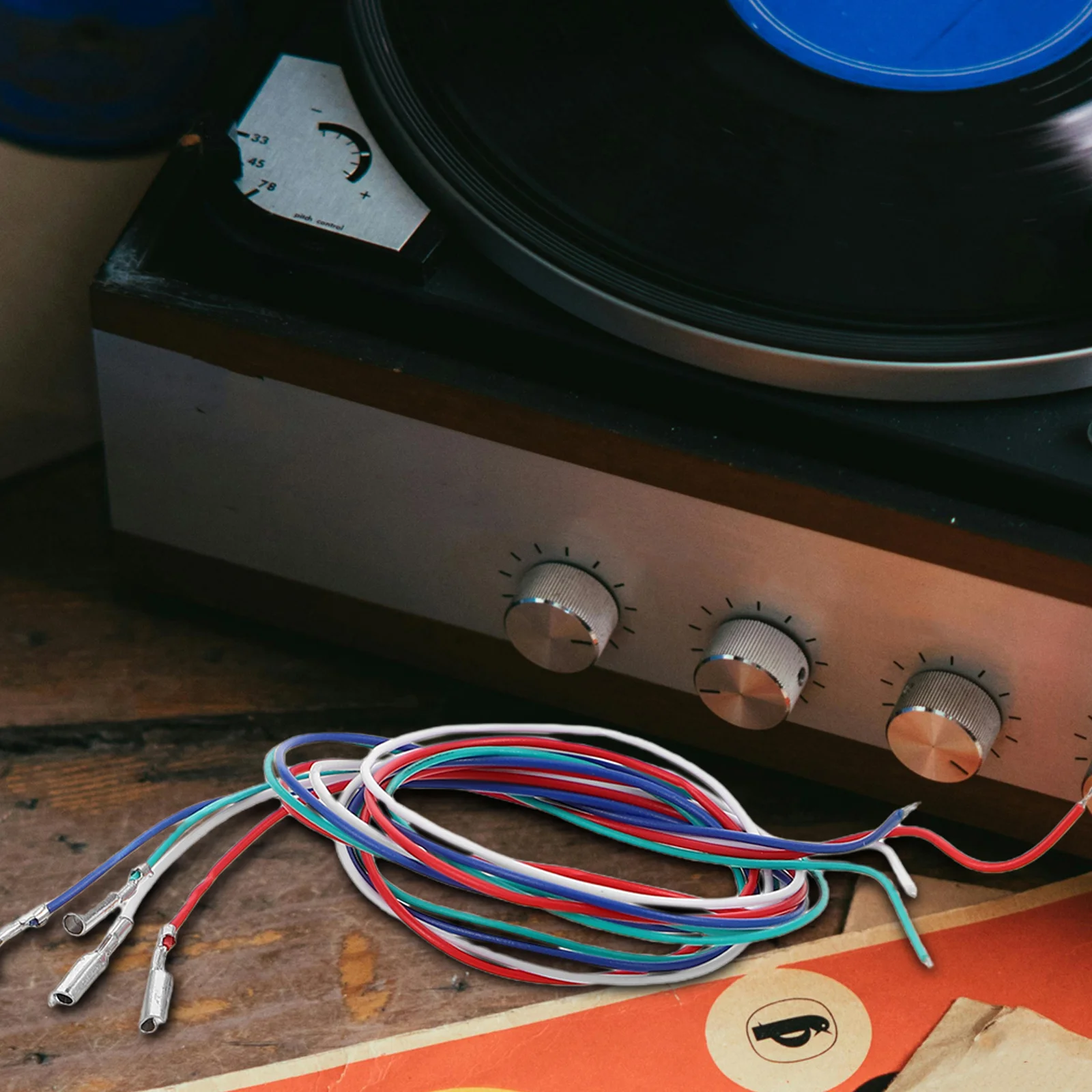 

4Pcs Headshell Wire for Stereo Phonograph Head Replacement Copper Lead Wires Set Turntable Repair Cable Accessory for Stable