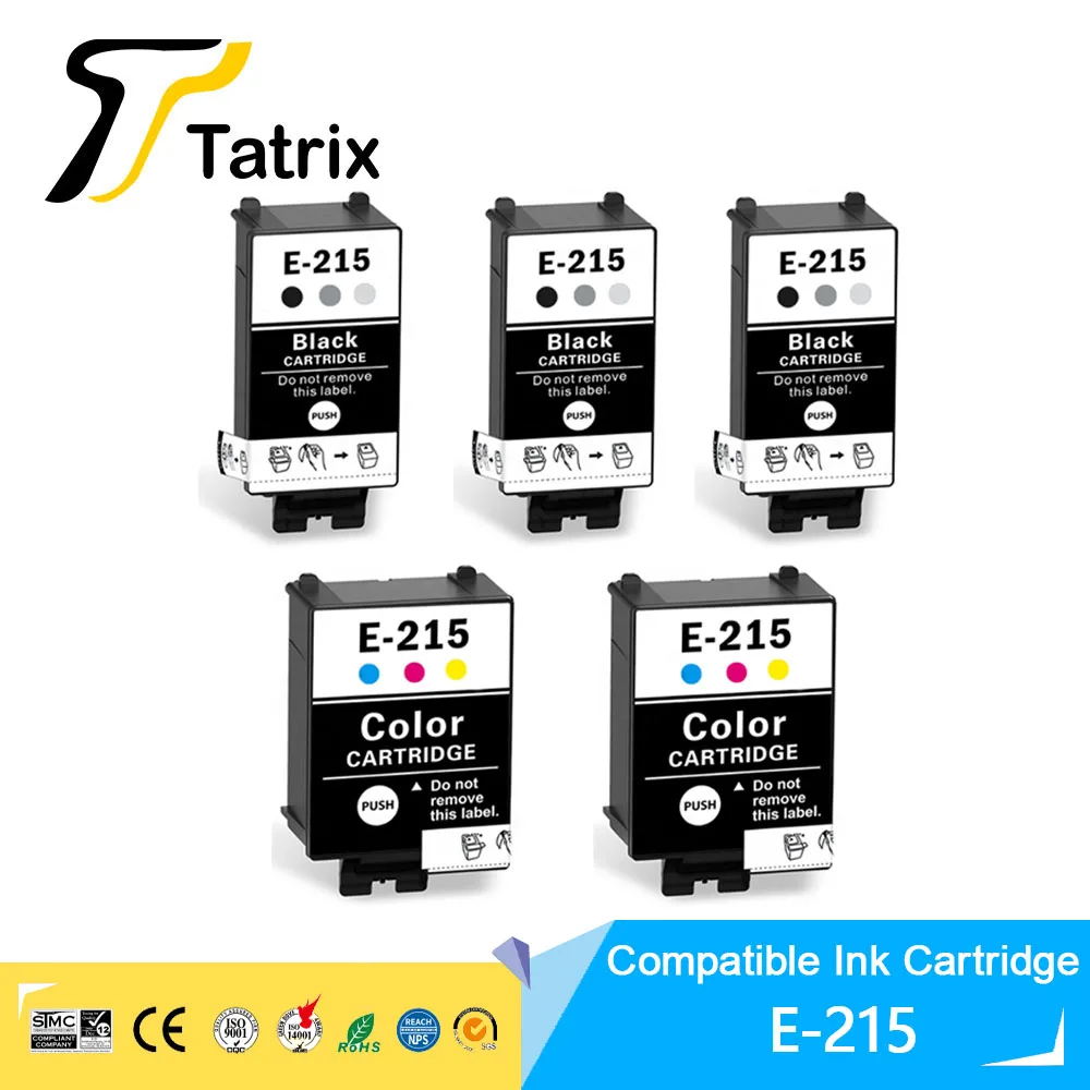 Tatrix E-215 T215 BK T215 CL Compatible Ink Cartridges For Epson  Workforce WF-100 / WF100  printer. 215 INK Cartridge (NA/AU)