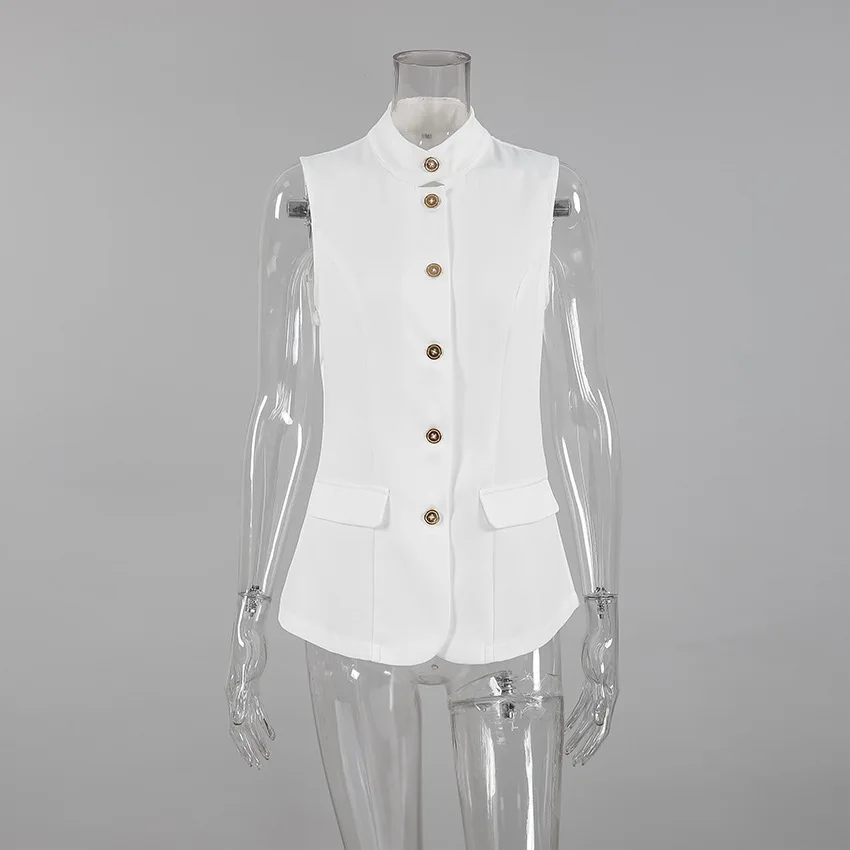 ZAROY 2025 جديد الصيف المرأة سترة قميص أنيق مكتب سيدة بلايز أنثى أكمام قميص أبيض الوقوف طوق الأبيض سليم تانك vrouw