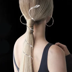 Shiny rhinestone hair chain Shiny punk snake shaped tassel hair clip Long decorative ponytail braid accessories Hair clip Women'