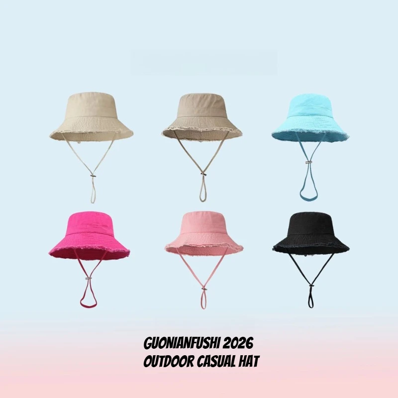 1pc Outdoor Sunshade Fringed Bucket Caps for Women,solid Color Beach,sun Protection Travel Foldable Hat for Men,multiple Color