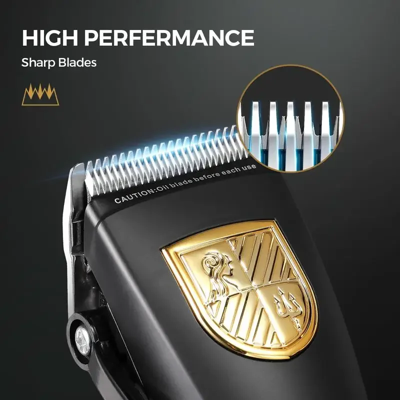 GLAKER Cordless Hair Clipper Kit – Hair Trimmer for Men, Sharp Blades, LED Display, 15 Guide Combs, Travel Case, and Storage