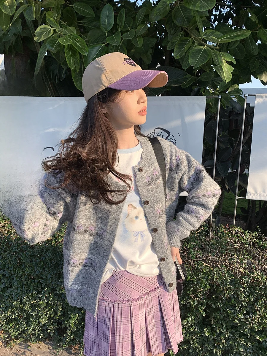 

Embroidered Single-Button Open Cardigan Sweater Light Outerwear Spring 2026 New Style Layering Knitted Top Women's F...
