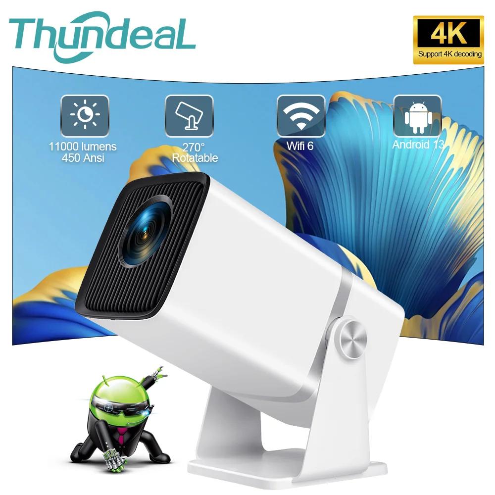 ThundeaL 4K 풀 HD 프로젝터, FHD TD80W, 안드로이드 와이파이, 3D 홈 시어터 TD80, 휴대용 빔 프로젝터, 회의 비디오 영화 PK HY320