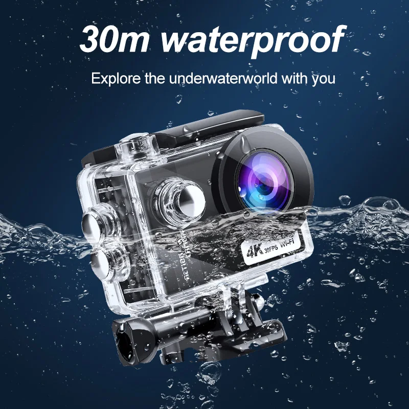4K30FPS Action Camera 16MP Underwater Waterproof Case Outdoor Sports Helmet Video Recording Cameras With 2.0 HD Screen