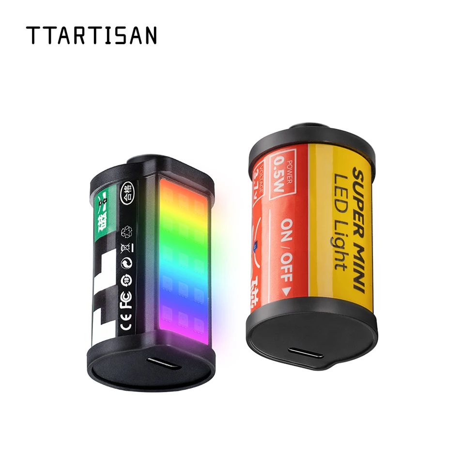 TTArtisan RGB Mini Magnetic Full Color LED Light Cold Shoe Mount Fill Light for Photography CRI 95+ Visible Light 400-750nM