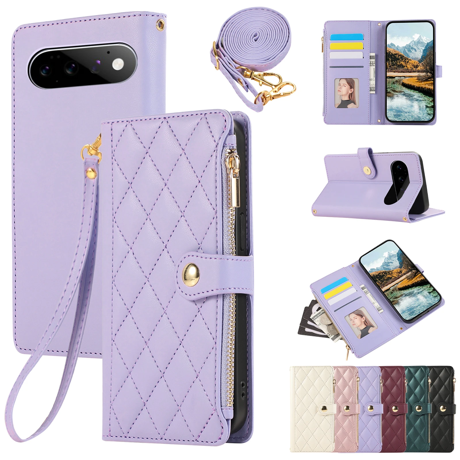 Leather Wallet Card Holder Phone Cover - Etui na telefon Google Pixel 11