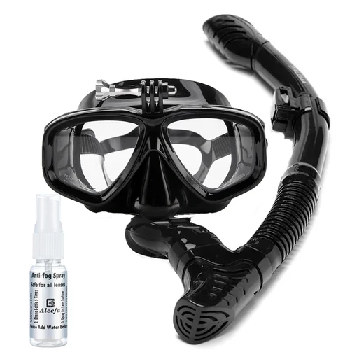 Imagen 2 del producto Máscara de buceo para miopía con soporte para cámara, juego de snorkel, lentes para miopes, antiniebla, para adultos, buceo, natación, tubo de aliento fácil, máscara de snorkel