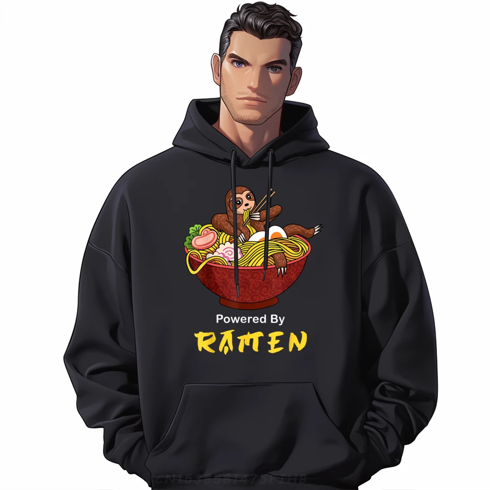 

Powered By Ramen Funny Japanese Noodles Sloth Outfit Graphic Pullover Hoodies Men Oversized White Hoodie Men Mother's Day