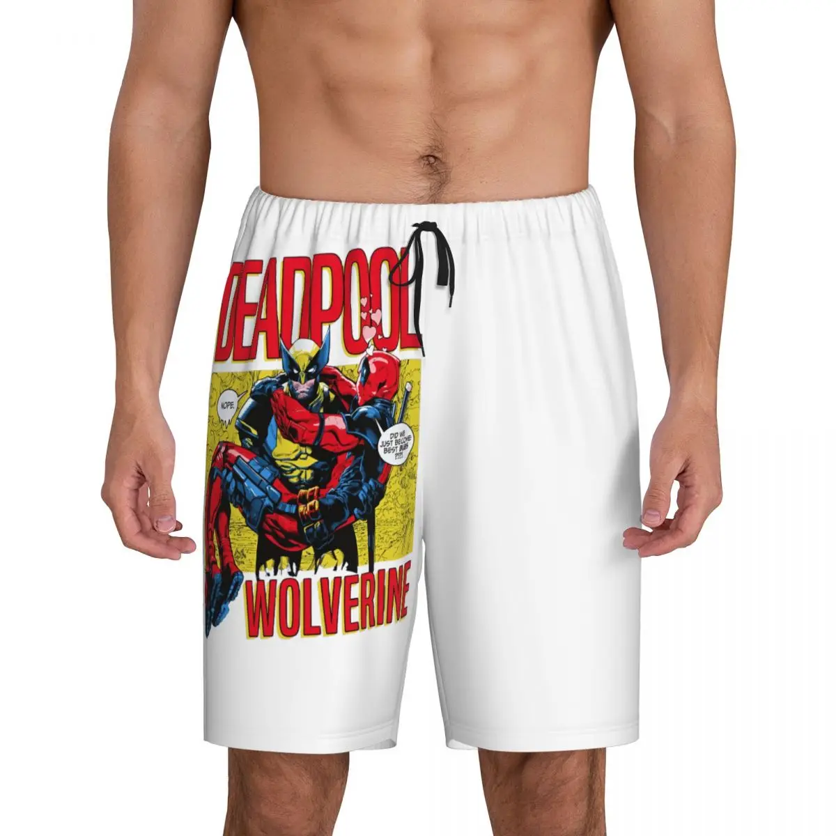 

Изготовленные на заказ пижамные шорты Wolverine Deadpool, мужская одежда для сна, эластичные короткие пижамы для сна с карманами