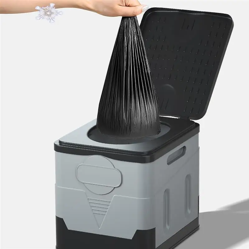 

Portable Folding Toilet For Camping Travel Folding Car Emergency Toilet Reusable Toilet For Adults Kids Easy Install -Grey