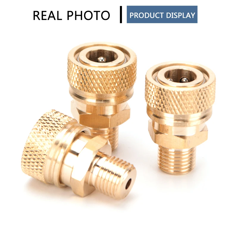 M10x1 Thread Male Quick Disconnect Release 8mm Air Refilling Coupler Sockets Copper Fittings 40mpa Regular style 1pc/set