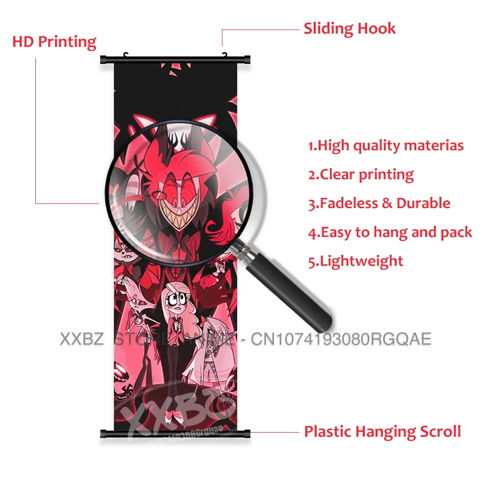 Semplice comedia nera Hazbin Hotel Decorazione della casa Appeso dipinto Cartoon Opere d'arte da parete Rotoli Immagine Camera Stampa su tela Poster