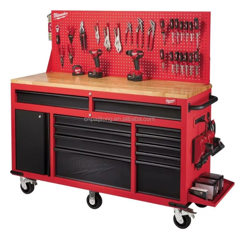 Red Repair Garage Workbench Tool Box Roller Garage Tool Cabinet Workstation Mobile Tool Trolley