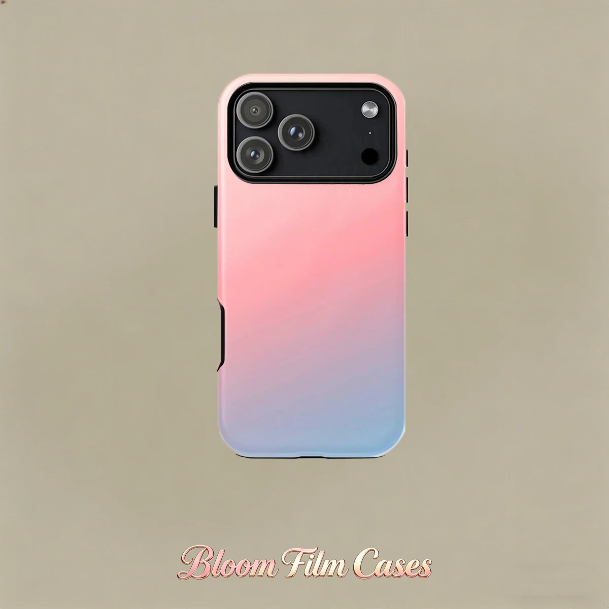 Two-layer phone case with a powder blue gradient design,compatible with the iPhone 17,16,15,14,13,12,11E,Plus,and Pro Max series