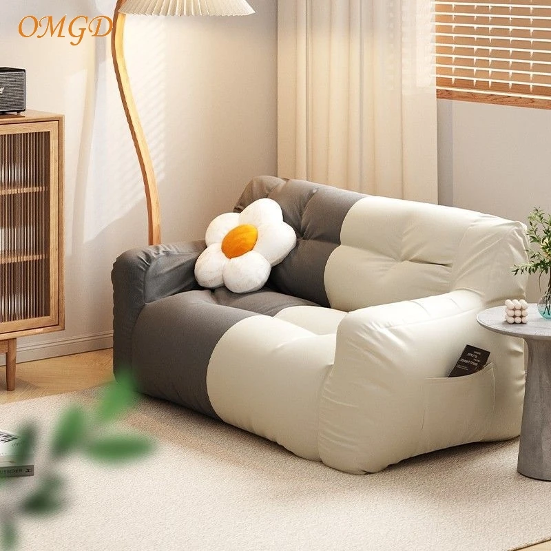 OMGD Lazy Person Sofa Can Lie And Sleep Bedroom Chaise Lounge Ins Wind Balcony Small Sofa Single Net Red Tatami Soft Sofa