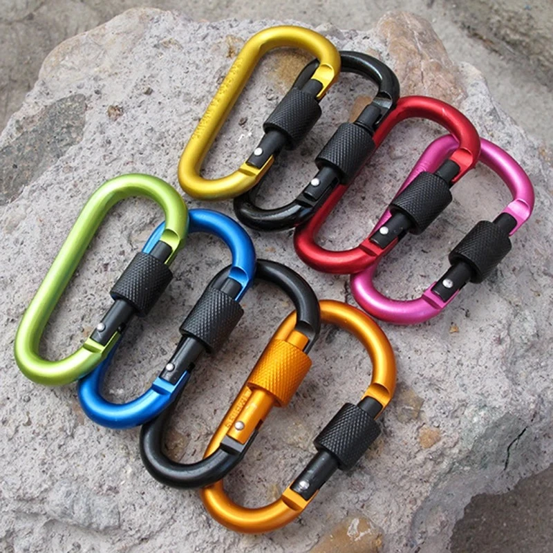 حلقة تسلق كليب مع بوابة المسمار 2 قطعة Carabiners المشي لمسافات طويلة كليب مع 7.5 مللي متر قطر قضيب ألومنيوم EDC معدات التخييم في الهواء الطلق هوك