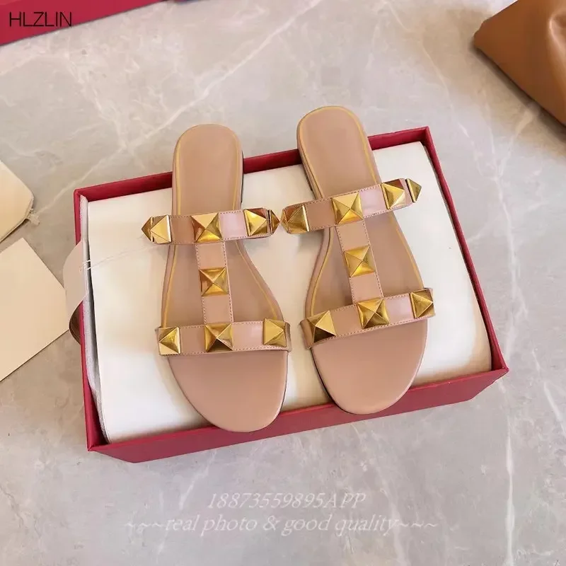 

2024 New Design Women's belt Sandals Leather women's shoes Studded ankle Strap Sandals for women studded sandals Size 35-42