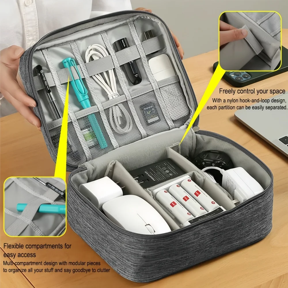 حقيبة تخزين الكابلات مقاوم للماء منظم إلكتروني رقمي محمول USB كابل نقل بيانات شاحن التوصيل حقيبة التخزين منظم كابلات السفر #5
