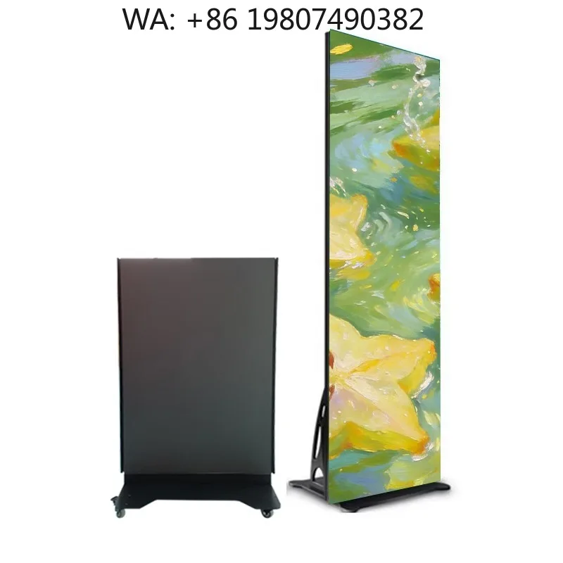 P1.86 Foldable Lightweight 4K Supported Full Color LED Poster Display Brightness Adjustable Vertical LED Display