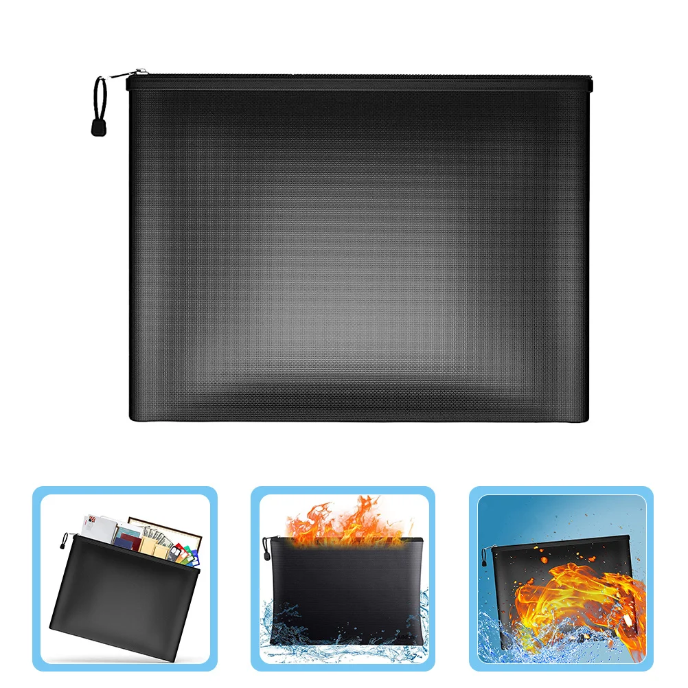 Waterproof Fireproof Document Holder Secure Zipper Closure Pouch for Money and Important Papers Protection Bag Accessory