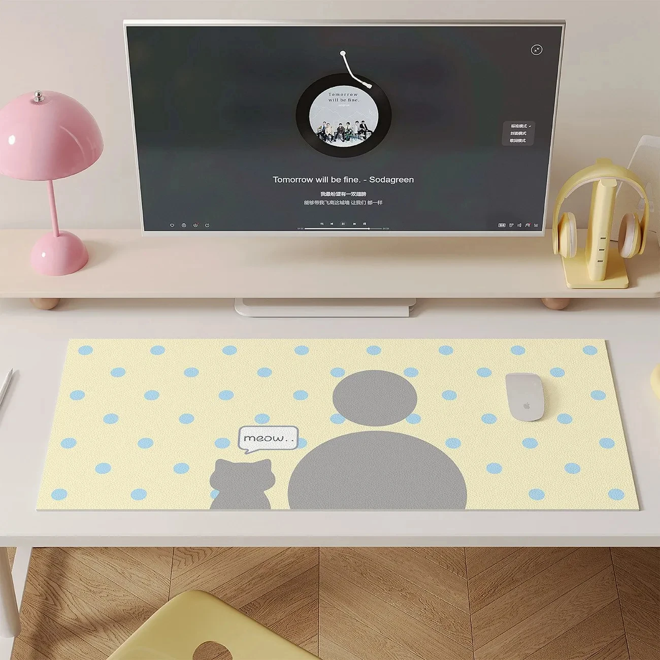 Polka Dots Pattern Pu Leather Mousepad Office Desk Mat Mouse Pad Computer Speed Type Carpet Player Laptop Keyboard Cartoon Mat