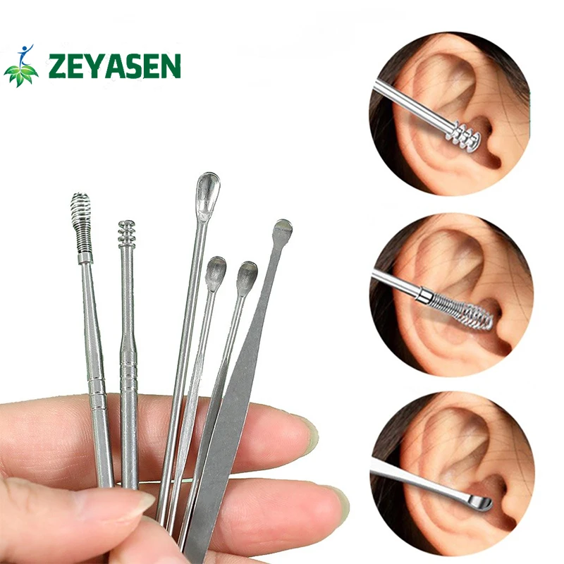 

6pcs/set Ear Scoop Dedicated Cleaner Earpick Sticks Wax Removal Tool Personal Care Remover Curette Ear Spoon Pick Clean Earwax