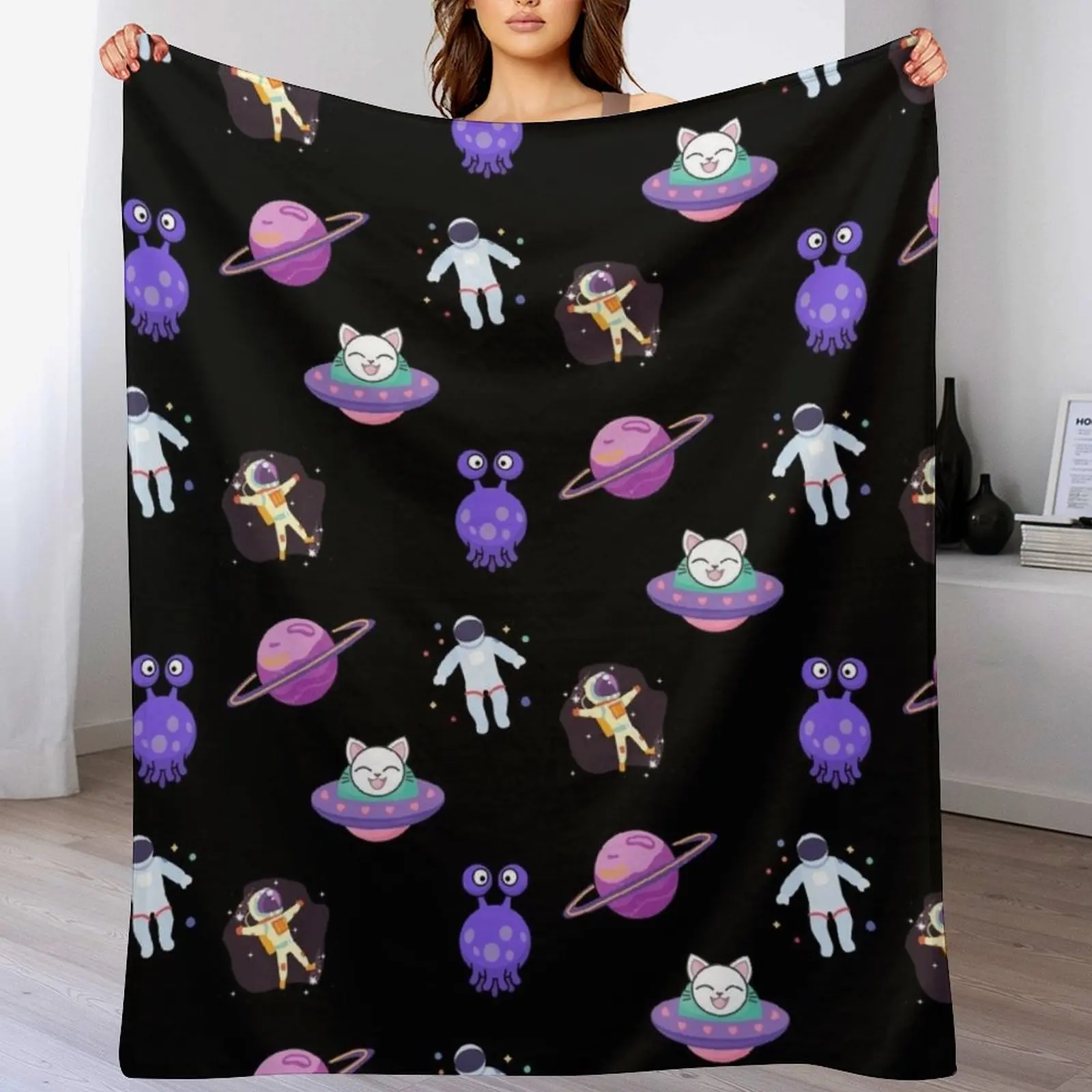 

The Space Cat Sticker pack Throw Blanket Luxury Designer Multi-Purpose Blankets