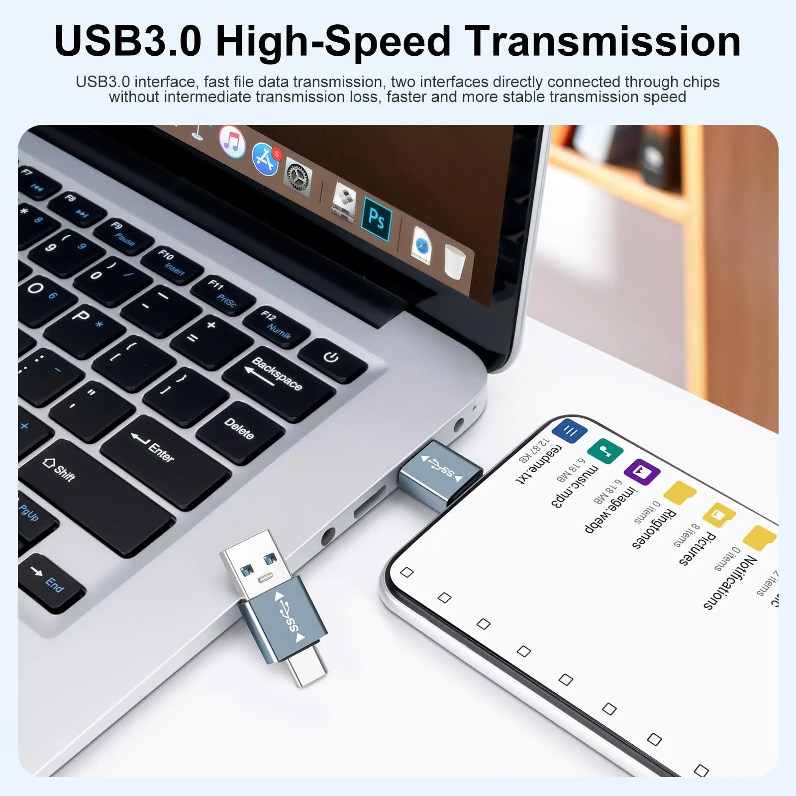USB 3.1 Male to Type C Male Adapter, USB A to USB C Connector, 10Gbps Data Transfer for Smartphone Tablet Laptop Power Bank