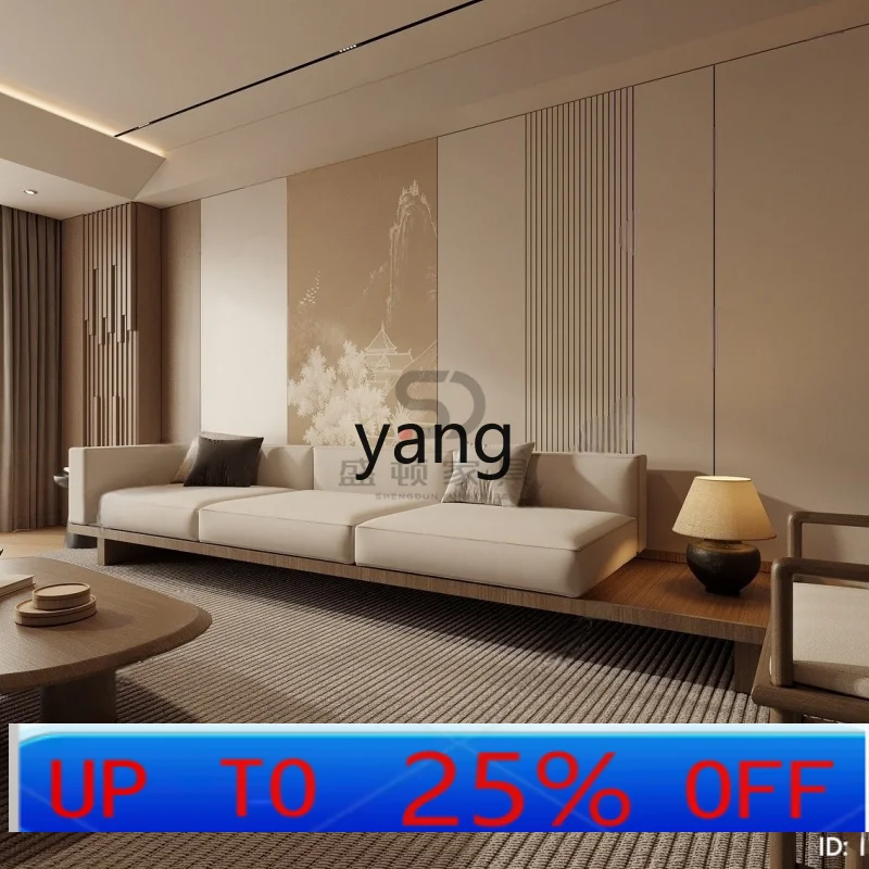 

Lh New Chinese Hotel Living Room Double Three Solid Wood Coffee Table Reception Negotiation Fabric Sofa