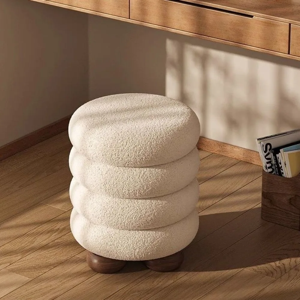 

SAMEDREAM Leisure Chair Makeup Dressing Chair Office Round Cream Style Premium Leisure