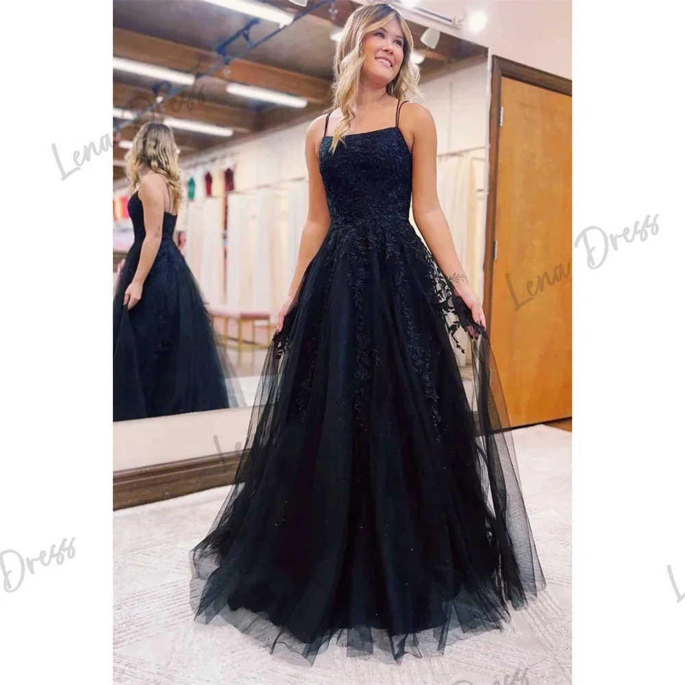 Lena Gauze Party Long Dress Women Elegant Party Sleeveless Prom Dresses Women Summer 2024 Black Spaghetti Straps Evening Gown