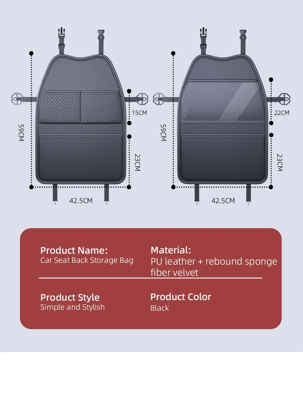 Autositz-Kick-Proof-Pad mit Taschen, PU-Leder, Schutzabdeckung für die Rückenlehne des Autositzes, multifunktionaler Tablet-Halter für Kinder – Detail 18