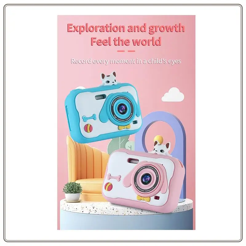 A8S HD Dual เลนส์ 4000W Pixel 5472X4104PX ความละเอียดภาพไม่มีการ์ดหน่วยความจํากล้องเด็ก, สีฟ้าติดตั้งง่าย