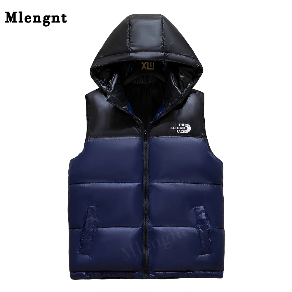 Winter Men\'s Vest Hat Detachable Fashion Sleeveless Jacket High Quality Coats Travel Vest Thicken Warm Windproof Male Waistcoat