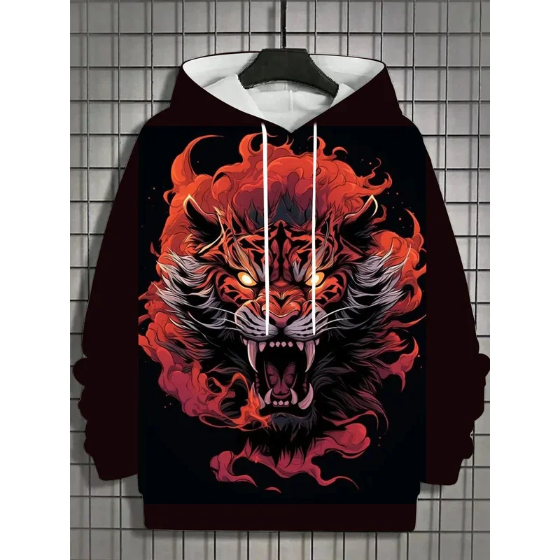 

Men's hoodie 3D print animal tops Tiger Lion Graphics long sleeve hoodie vintage fashion Dragon men's top oversized streetwear