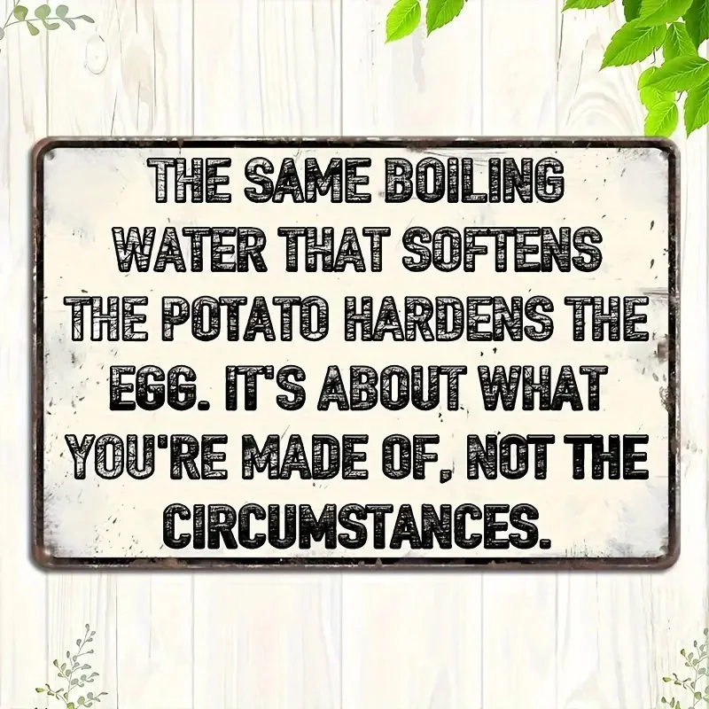 2D Flat, 1pc Funny Kitchen Poster - Vintage Metal Sign with Funny Boiling Water & Potato Joke - Heavy-Duty Indoor/Outdoor Decora