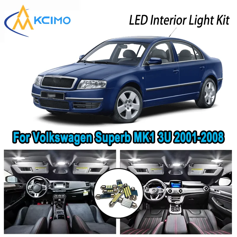 

Premium Variant LED Interior Kit for Volkswagen Superb MK1 3U 2001-2008 Dome Map Trunk Lamps Error Free Automotive Lighting