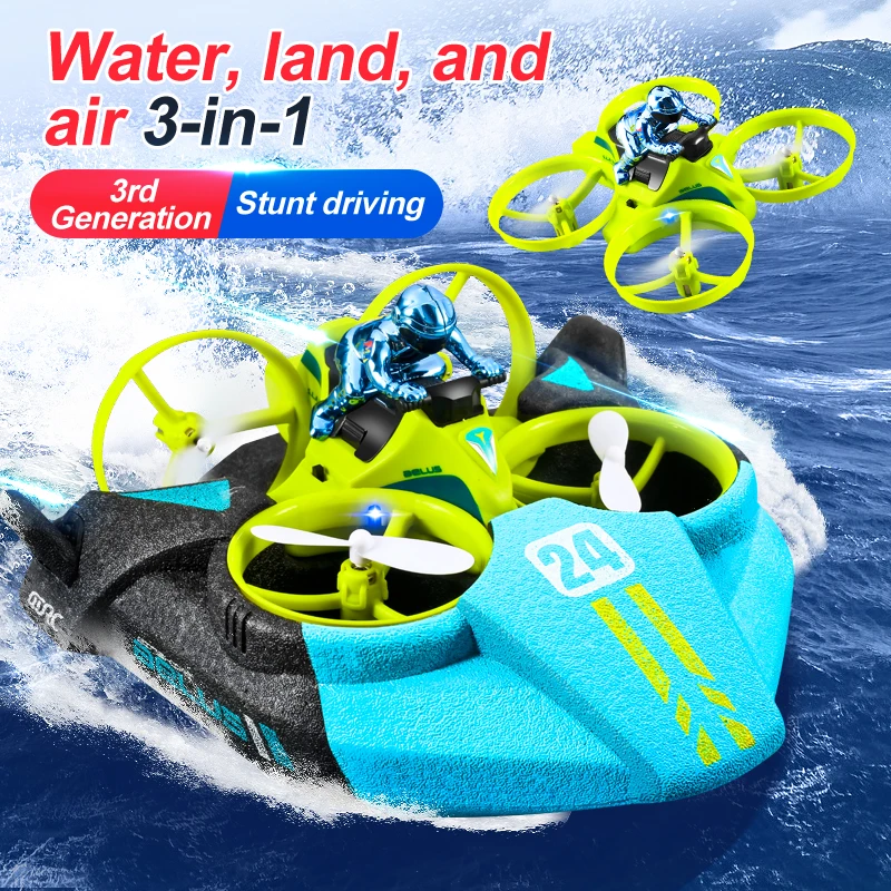 Amphibious Rc Car Three-in-one Unmanned Helicopter, Sea, Land, and Air Flying Car,RC Plane Quadcopter Toys Gifts for Children