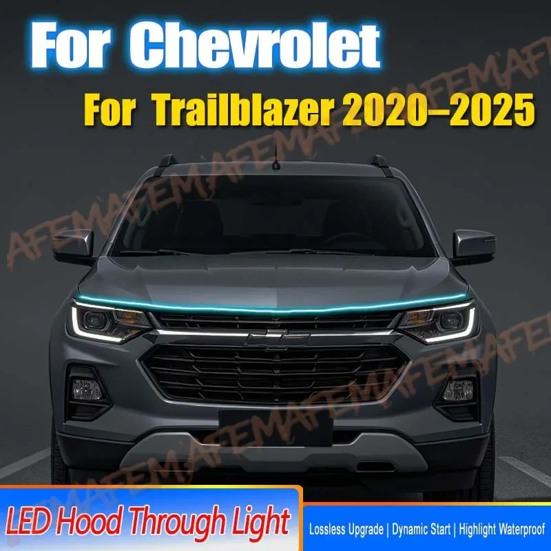 Bande lumineuse LED décorative flexible pour capot de voiture, avec fonction de balayage et DRL, pour Chevrolet Trailblazer 2020-2025, bandes de phares